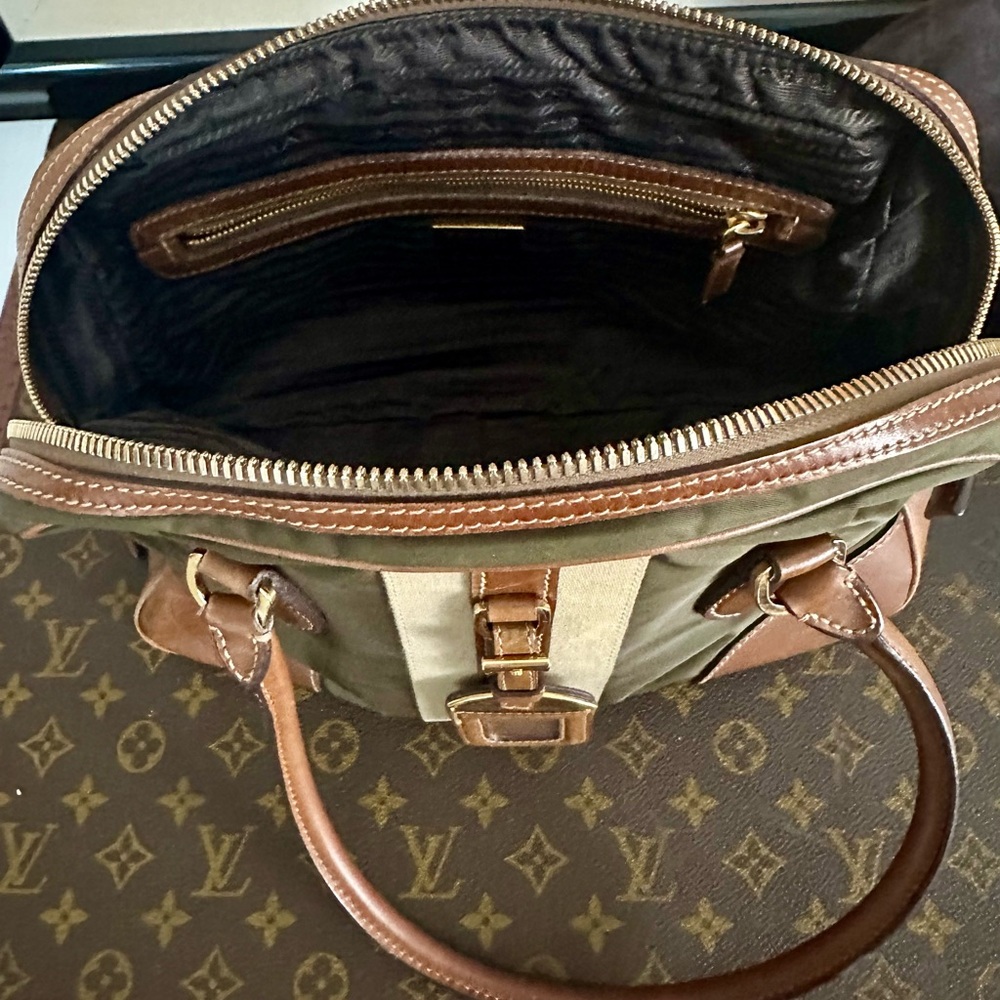 Prada Olive* and Brown Satchel with Leather Trim - Picture 8 of 8
